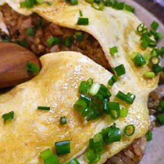 おかか醤油焼き飯オムレツ